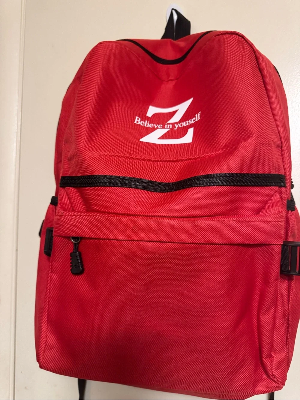 Red 'Believe in yourself' Z Logo Backpack - Men's Everyday Bag